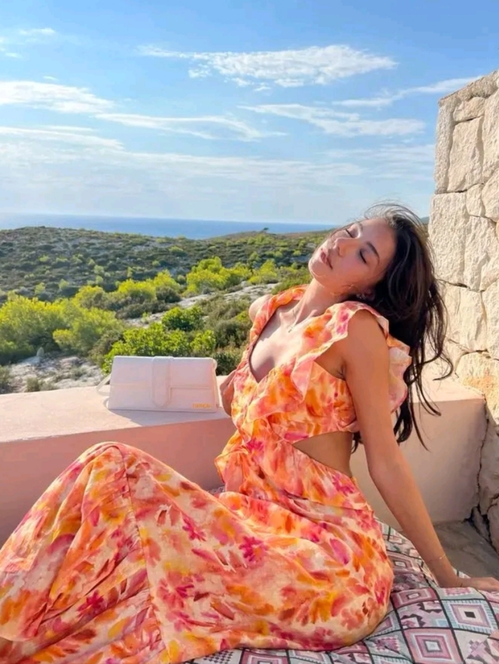 ZARA MAXI DRESS Printed Orange SIZE L & XL - Picture 11 of 16